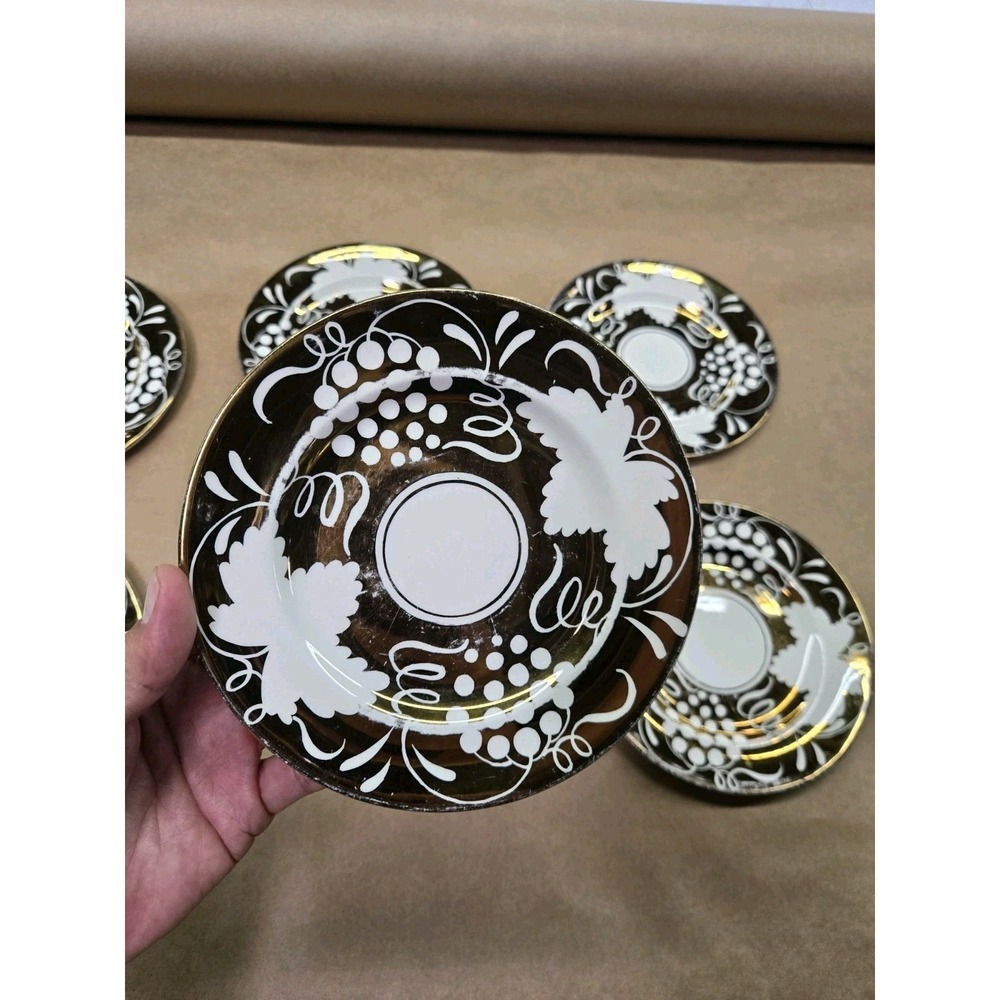 Vintage Gray's Pottery Butter Plates Set Of 6 - Picture 2 of 5